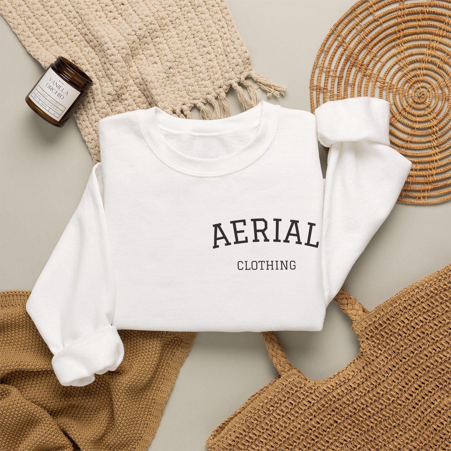 Aerial Crewneck Sweatshirt — Minimal Back Logo Casual Pullover