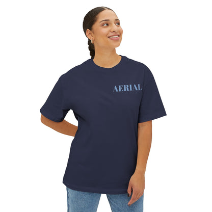 Aerial Boxy Tee — Minimalist White Oversized T-Shirt with 'AERIAL' Text