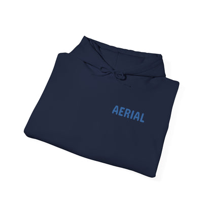 Aerial Series Vol.1 Hoodie — Navy Streetwear Pullover with Blue Stripe Accents
