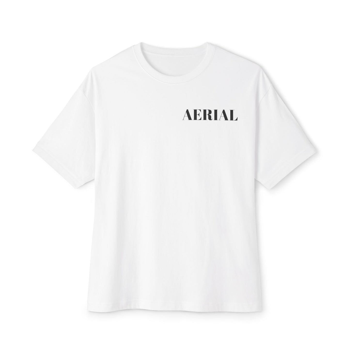 Aerial Boxy Tee — Minimalist White Oversized T-Shirt with 'AERIAL' Text