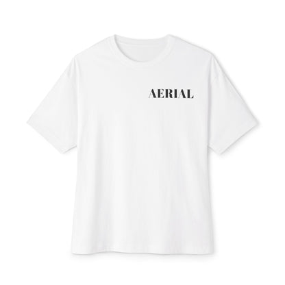 Aerial Boxy Tee — Minimalist White Oversized T-Shirt with 'AERIAL' Text