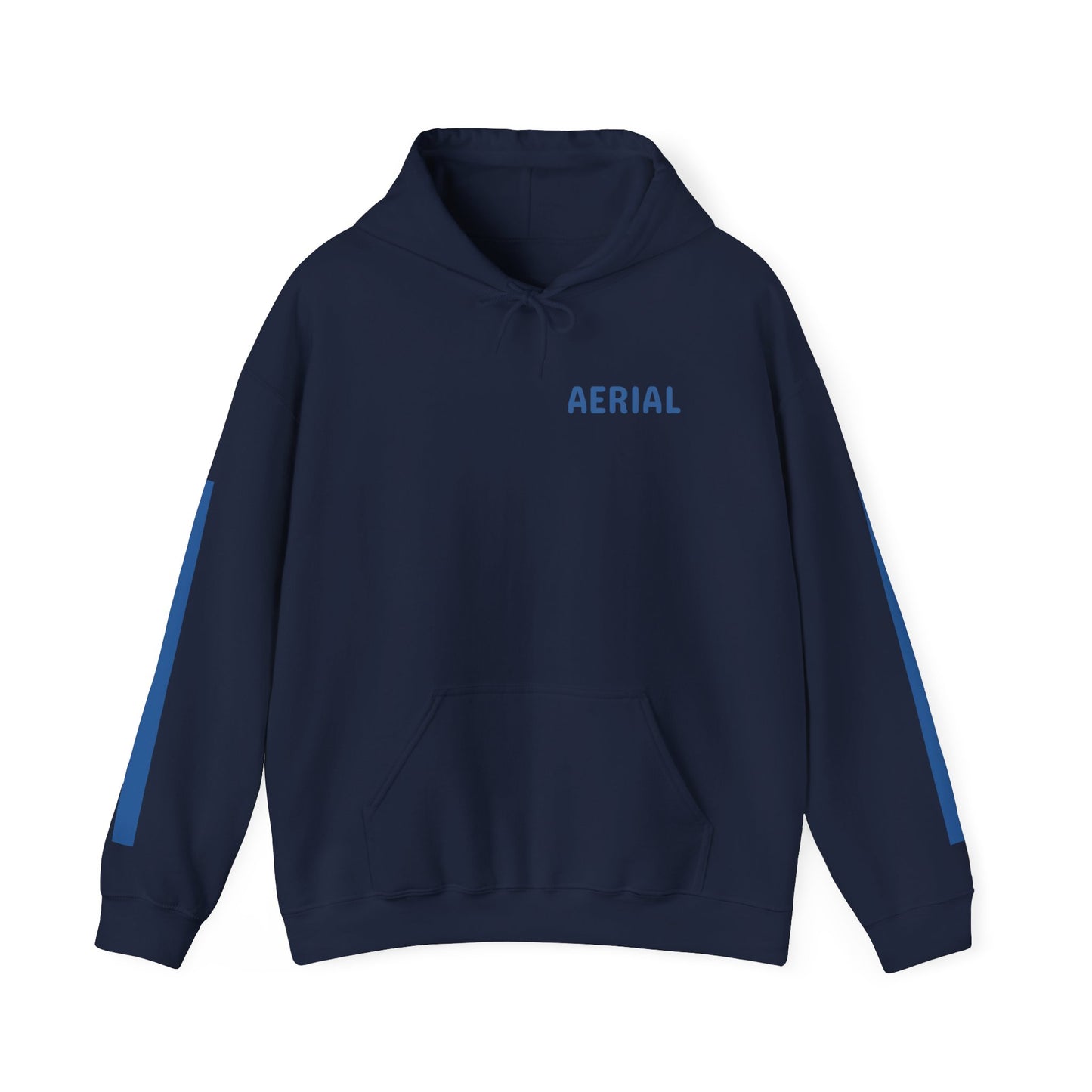 Aerial Series Vol.1 Hoodie — Navy Streetwear Pullover with Blue Stripe Accents