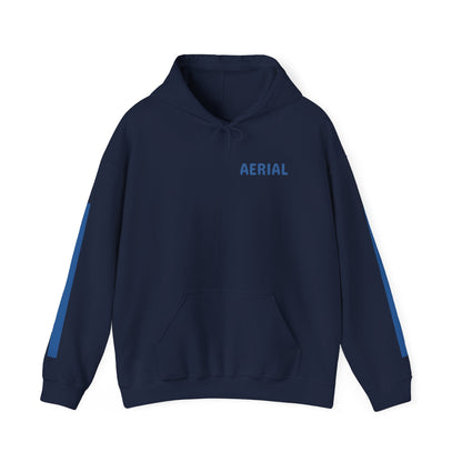 Aerial Series Vol.1 Hoodie — Navy Streetwear Pullover with Blue Stripe Accents