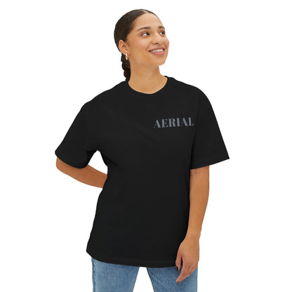 Aerial Boxy Tee — Minimalist White Oversized T-Shirt with 'AERIAL' Text